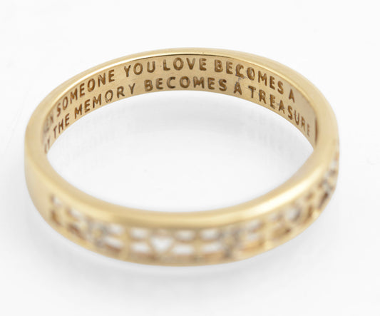 Vintage 9ct Gold & Natural Diamond Memory Motto Ring Birmingham Hallmark Size R (C2725)