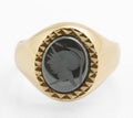 Vintage 9ct Gold Men's Signet Ring Hematite Centurion Engraved Cabochon UK S1/2 (C2726)