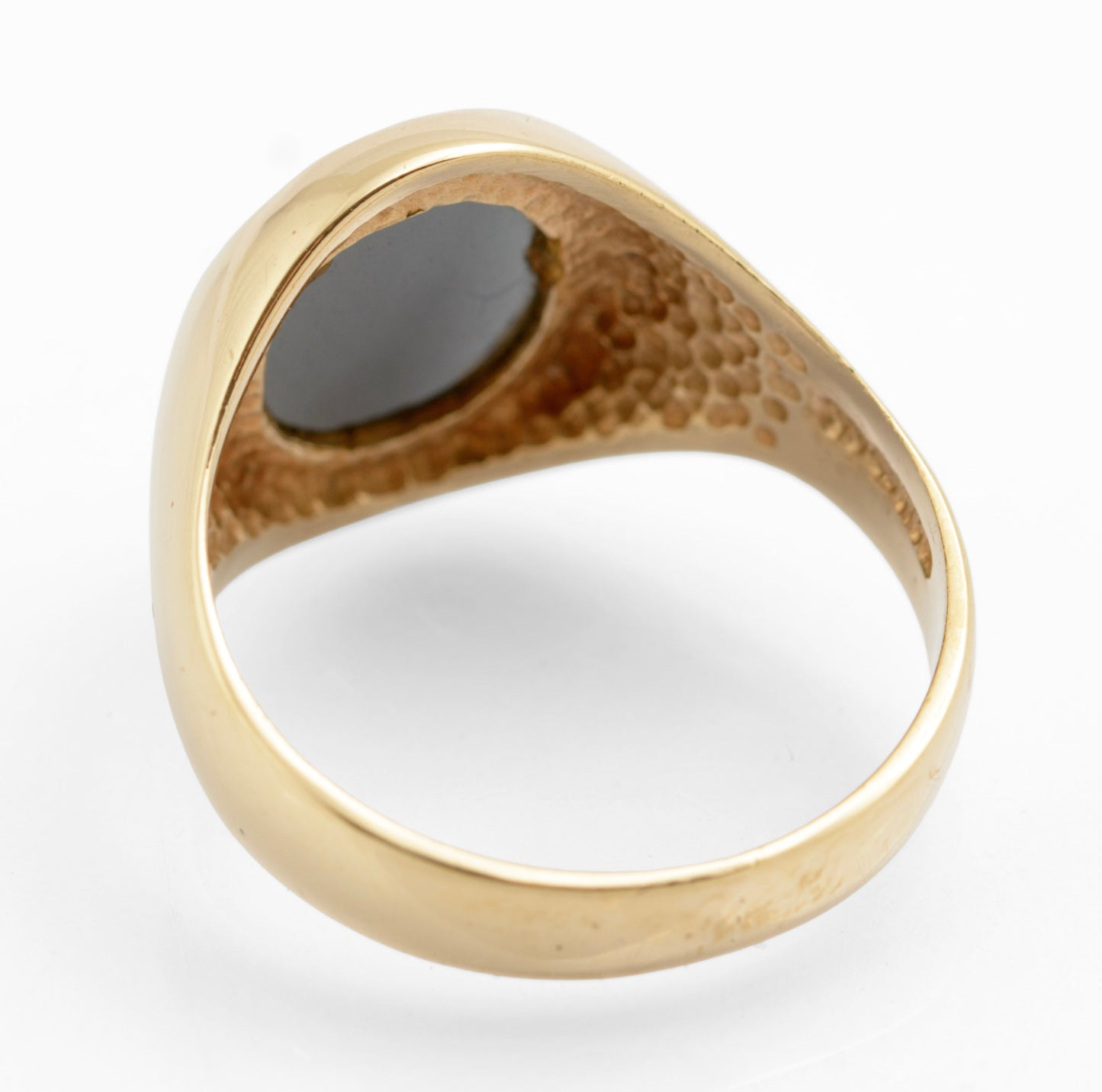 Vintage 9ct Gold Men's Signet Ring Hematite Centurion Engraved Cabochon UK S1/2 (C2726)