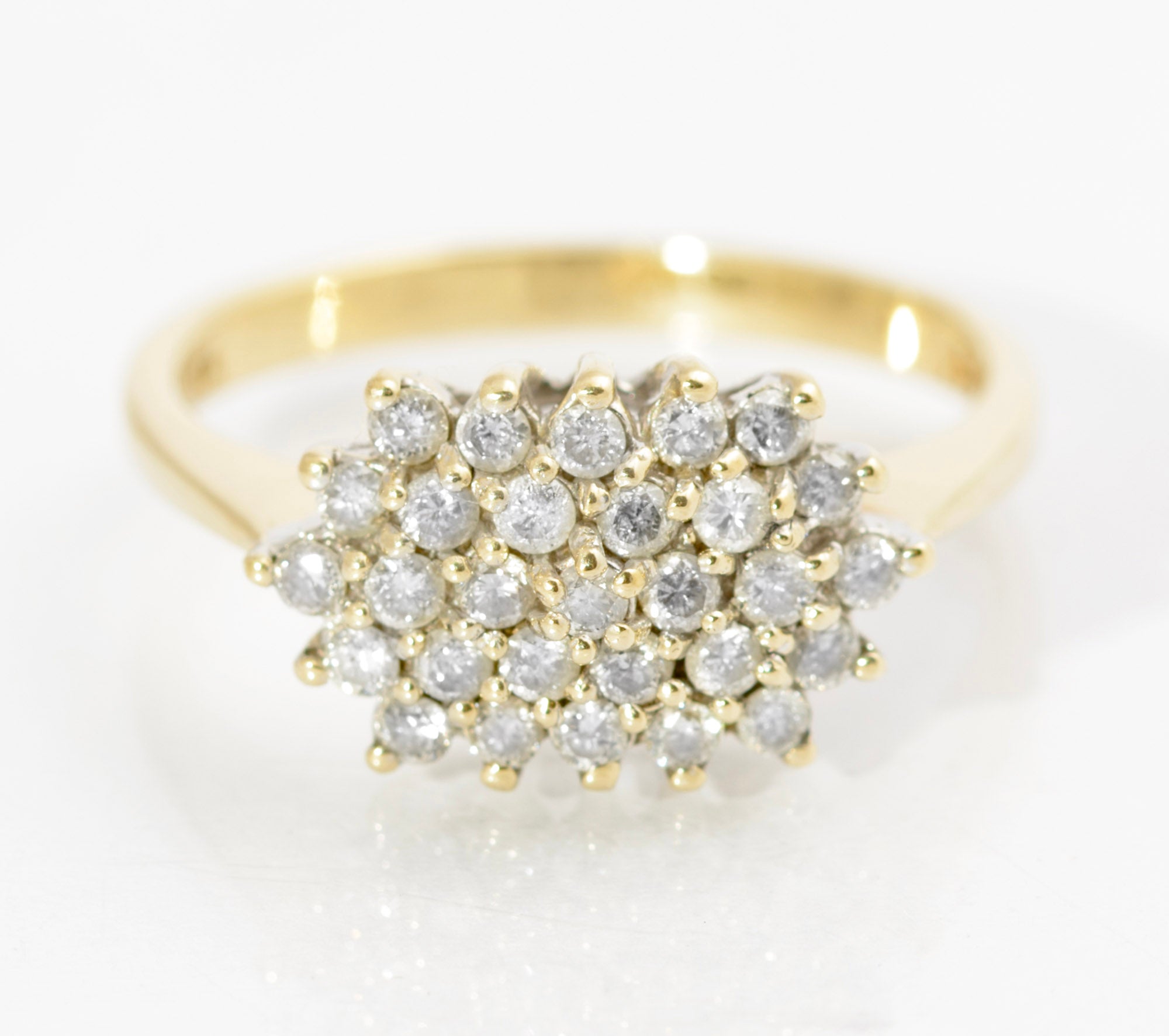 Vintage 9ct Gold & Natural Diamond Cluster Ring 0.5 Carat Hallmarked UK Size N (C2727)