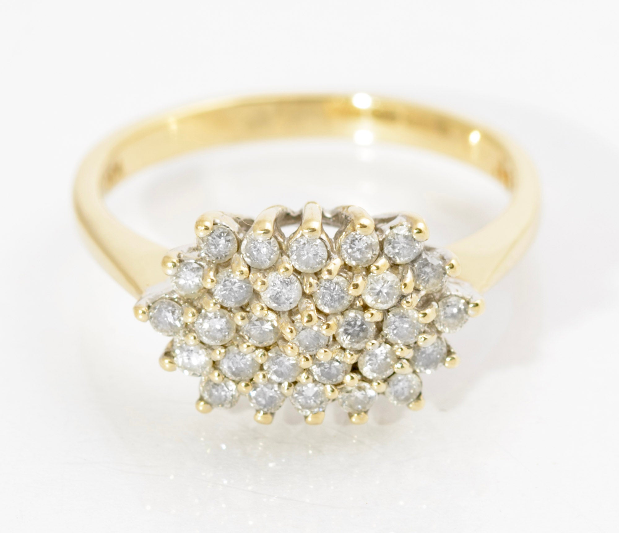 Vintage 9ct Gold & Natural Diamond Cluster Ring 0.5 Carat Hallmarked UK Size N (C2727)
