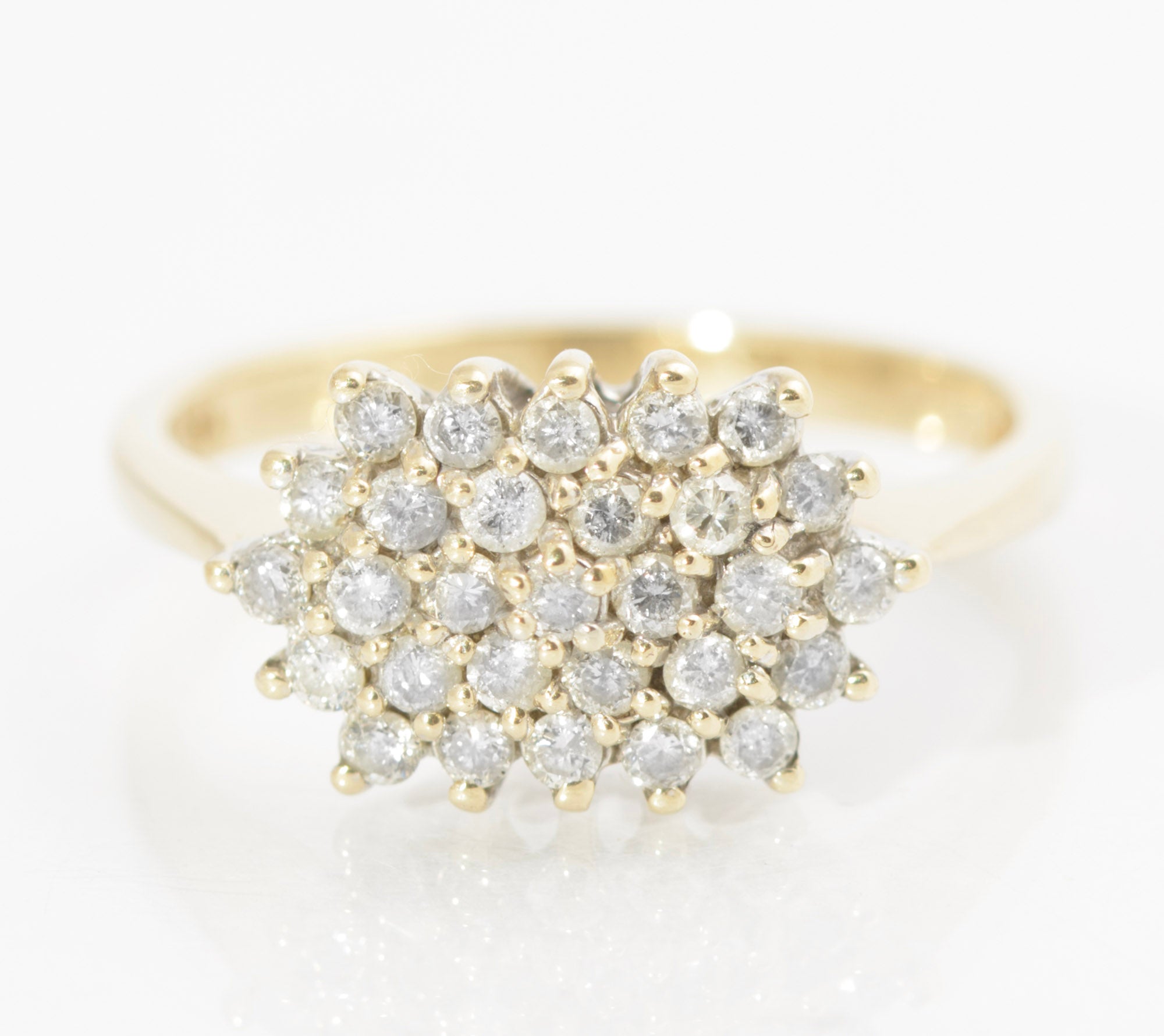 Vintage 9ct Gold & Natural Diamond Cluster Ring 0.5 Carat Hallmarked UK Size N (C2727)