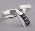 Vintage Mexican Sterling Silver & Black Onyx Bangle Art Deco Design Hallmarked (C2728)