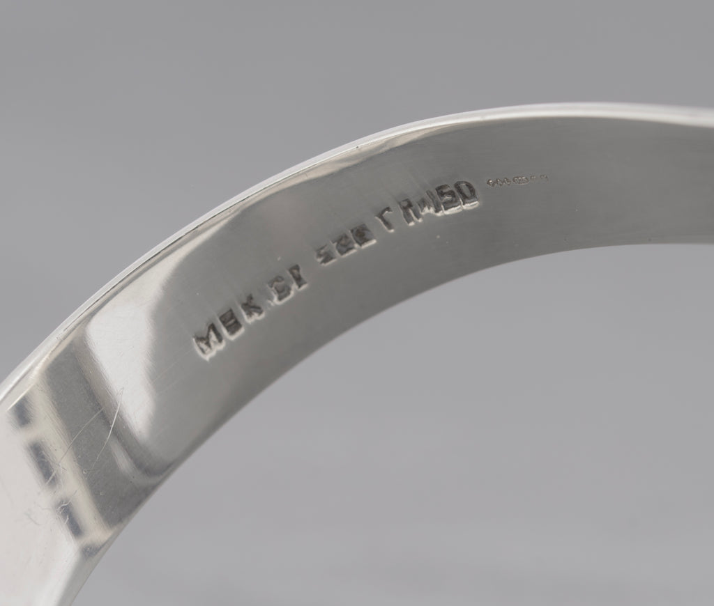 Vintage Mexican Sterling Silver & Black Onyx Bangle Art Deco Design Hallmarked (C2728)