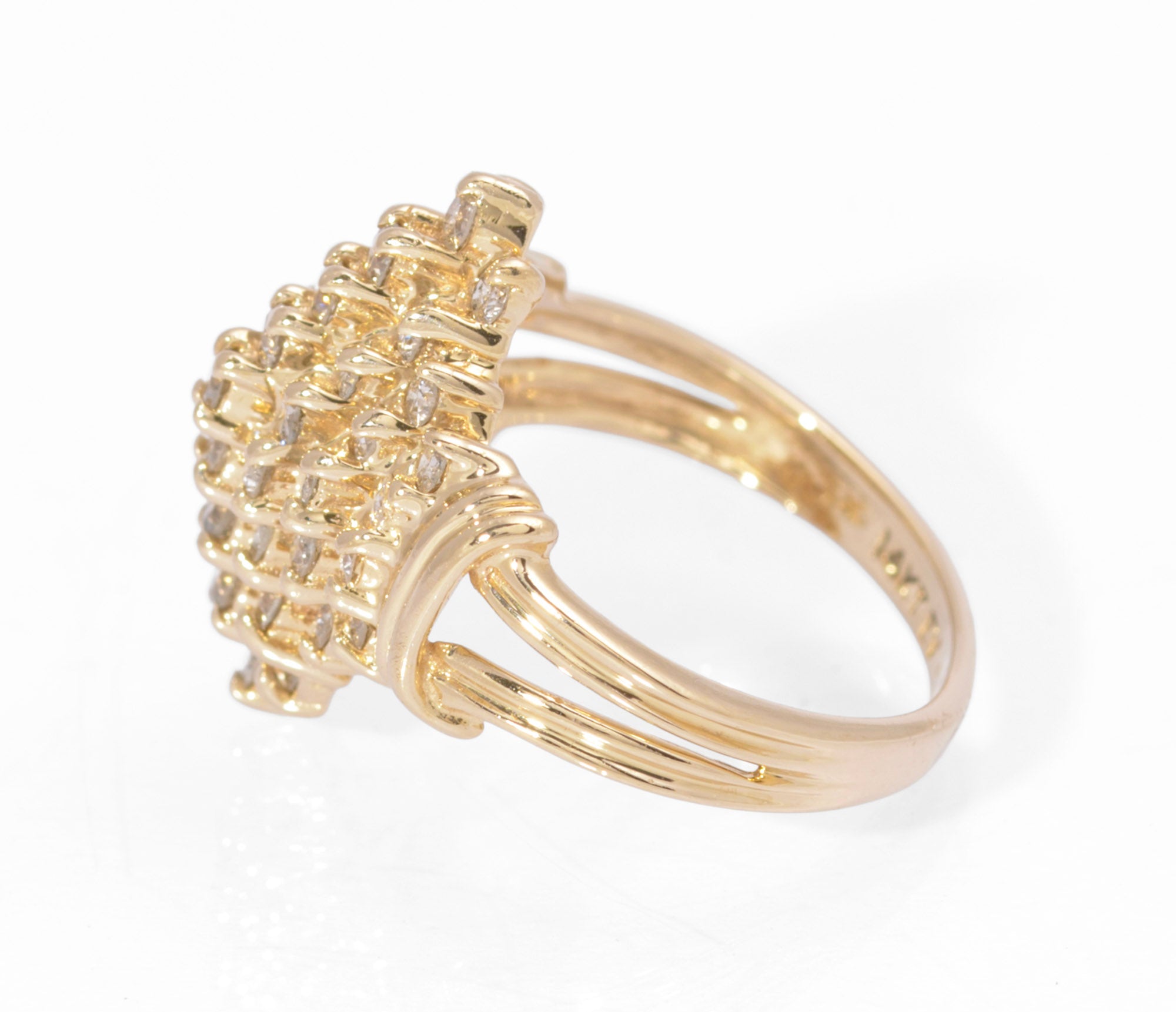 Vintage 14ct Gold Natural Diamond Cluster Ring 1.1 Carat Of Diamonds UK Size K (C2732)