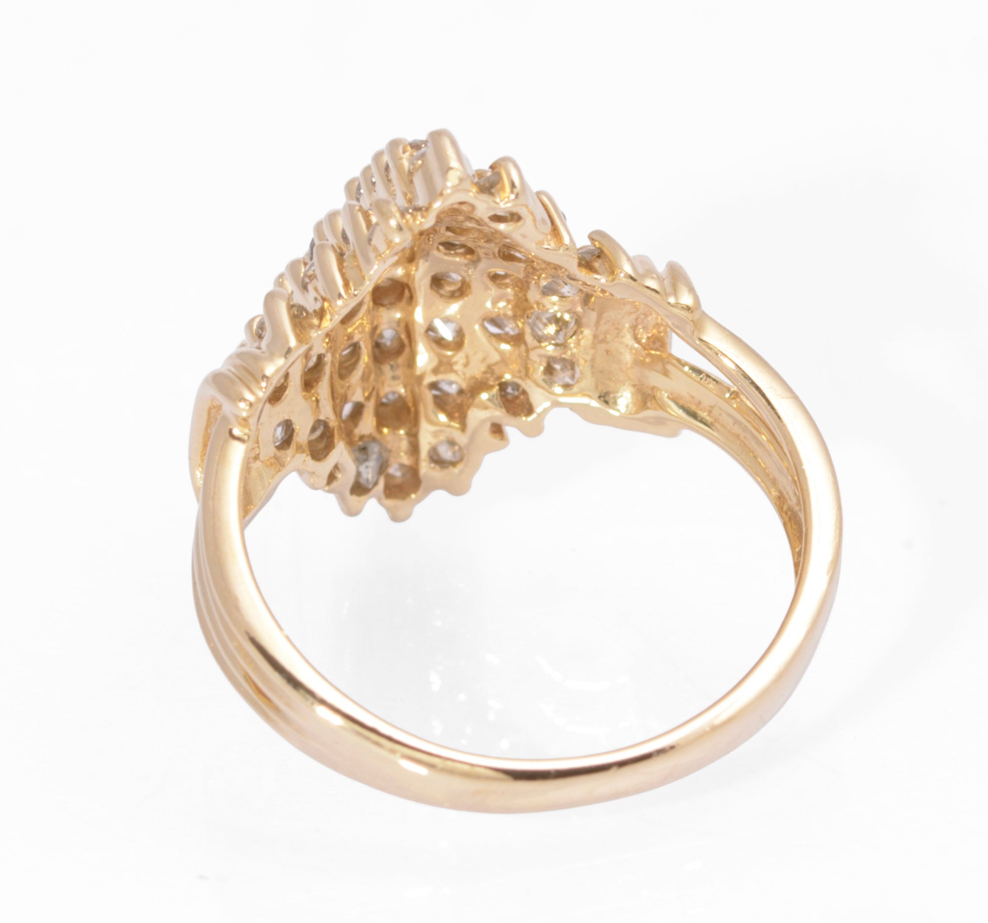 Vintage 14ct Gold Natural Diamond Cluster Ring 1.1 Carat Of Diamonds UK Size K (C2732)