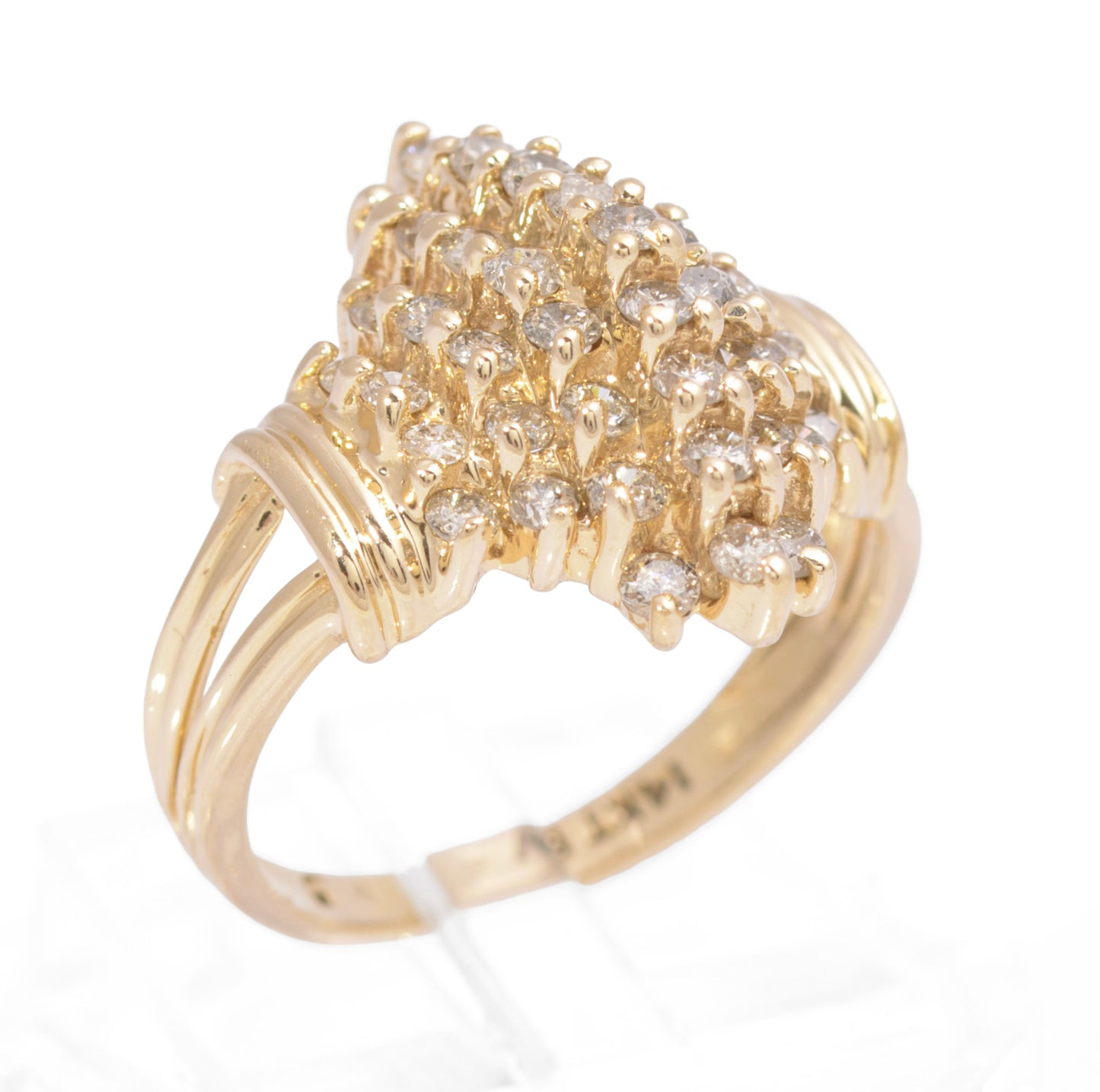 Vintage 14ct Gold Natural Diamond Cluster Ring 1.1 Carat Of Diamonds UK Size K (C2732)