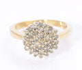 Vintage 9ct Gold & 0.9 TCW Natural Diamond Large Cluster Ring UK Size S (C3736)