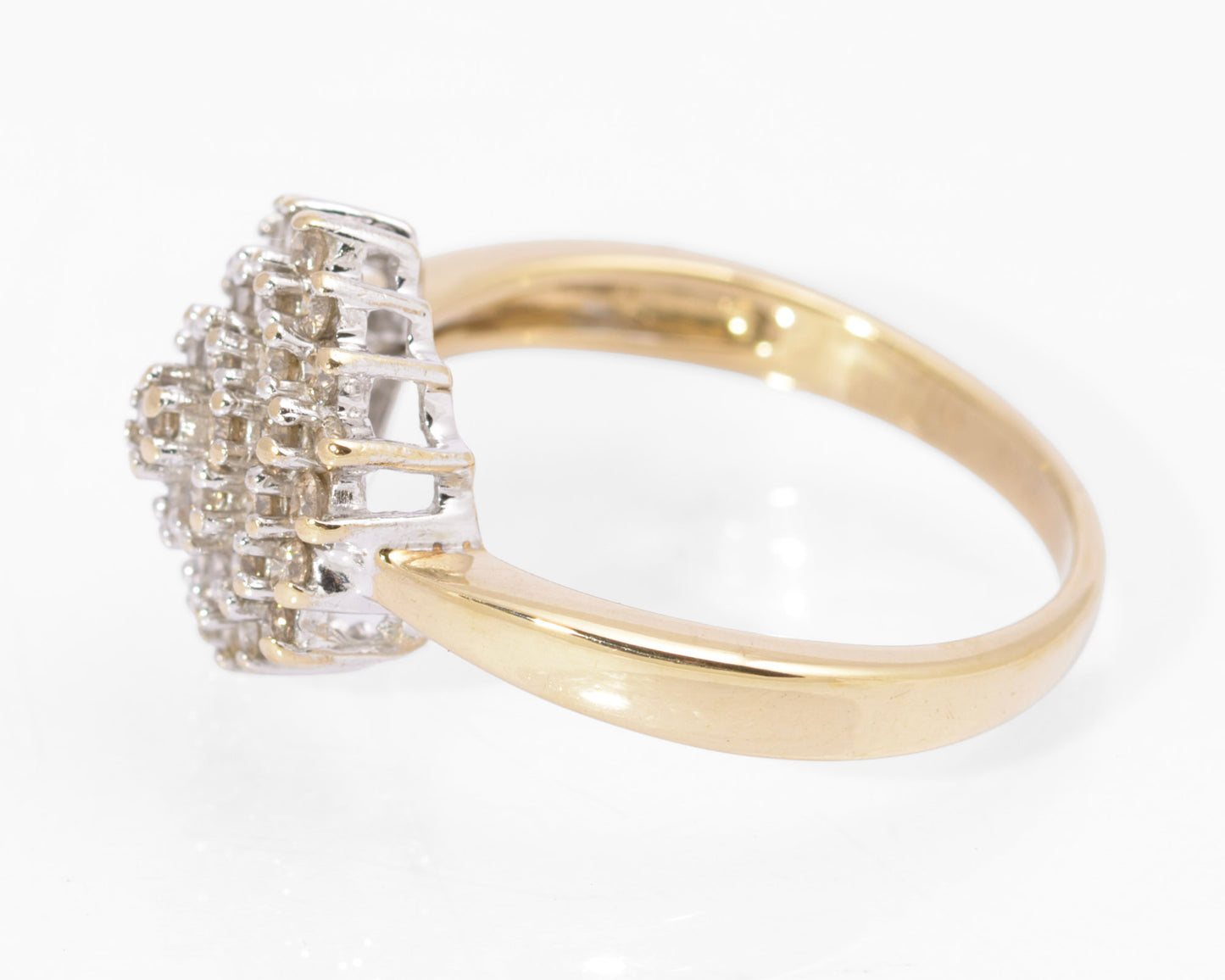 Vintage 9ct Gold & 0.9 TCW Natural Diamond Large Cluster Ring UK Size S (C3736)