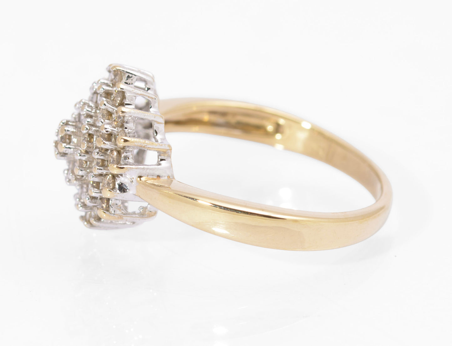 Vintage 9ct Gold & 0.9 TCW Natural Diamond Large Cluster Ring UK Size S (C3736)