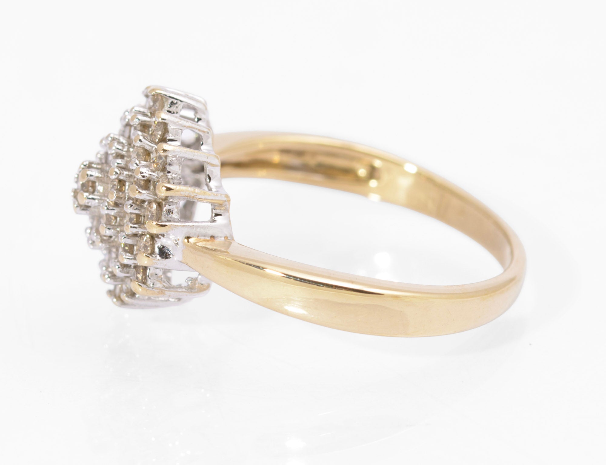 Vintage 9ct Gold & 0.9 TCW Natural Diamond Large Cluster Ring UK Size S (C3736)