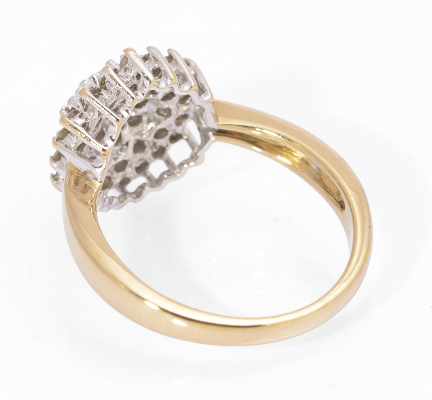 Vintage 9ct Gold & 0.9 TCW Natural Diamond Large Cluster Ring UK Size S (C3736)