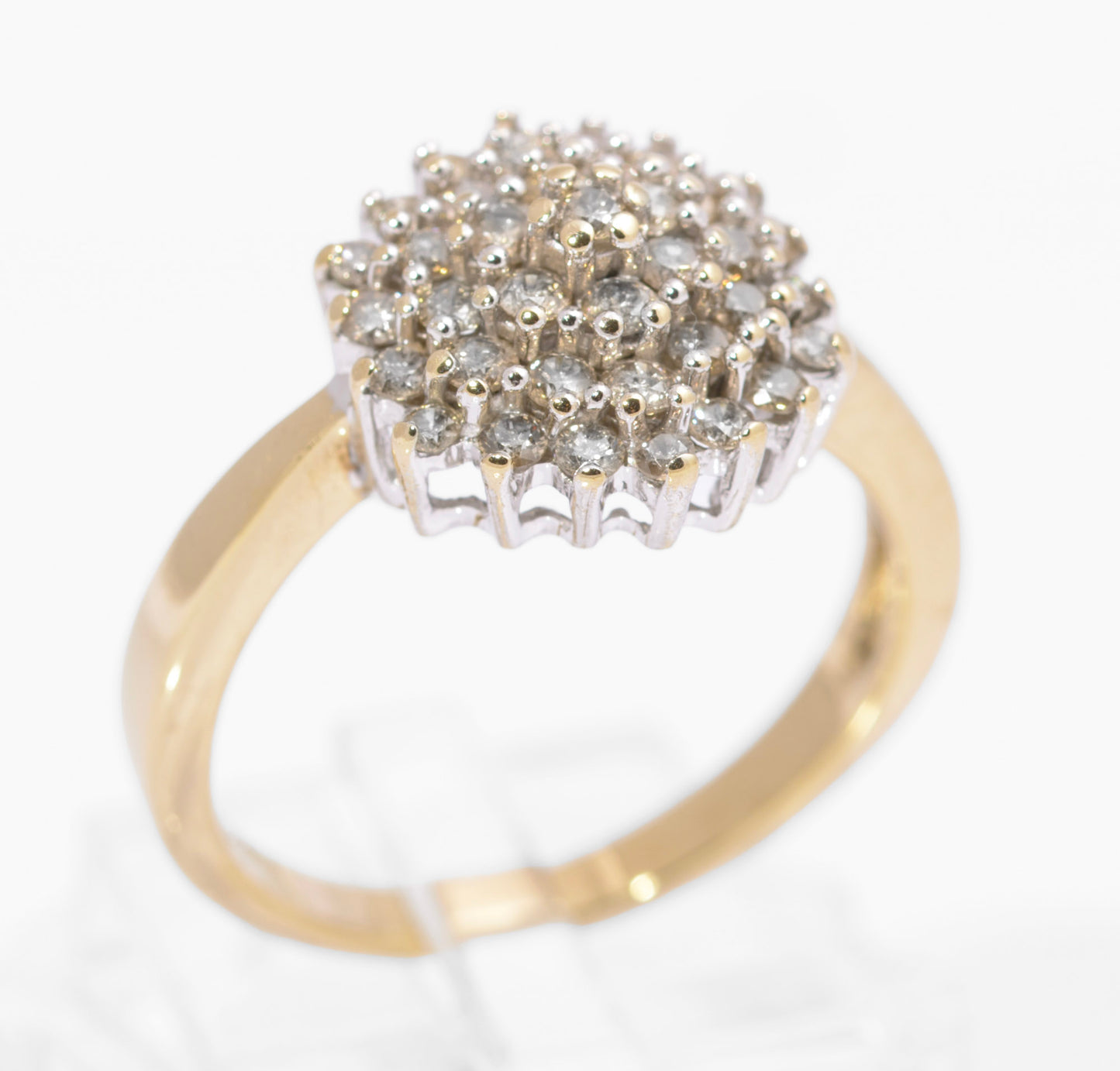 Vintage 9ct Gold & 0.9 TCW Natural Diamond Large Cluster Ring UK Size S (C3736)