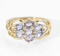 Vintage 10ct Gold & Natural Tanzanite Ring Art Nouveau Design UK Size M (C2737)