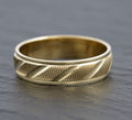 Vintage 9ct Gold Band Ring Optical Effect Design Sheffield Hallmark UK Size O (C2742)