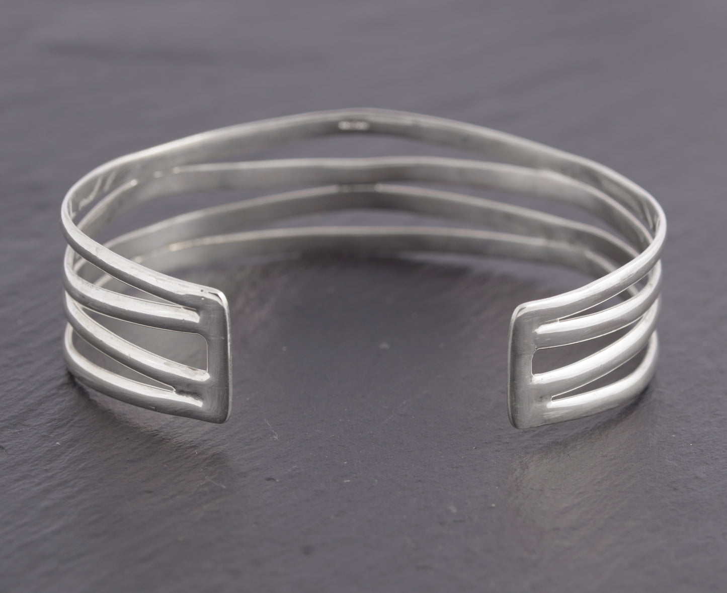 Vintage Sterling Silver Handmade Mexican Wave Form Bangle Bracelet (C2746)