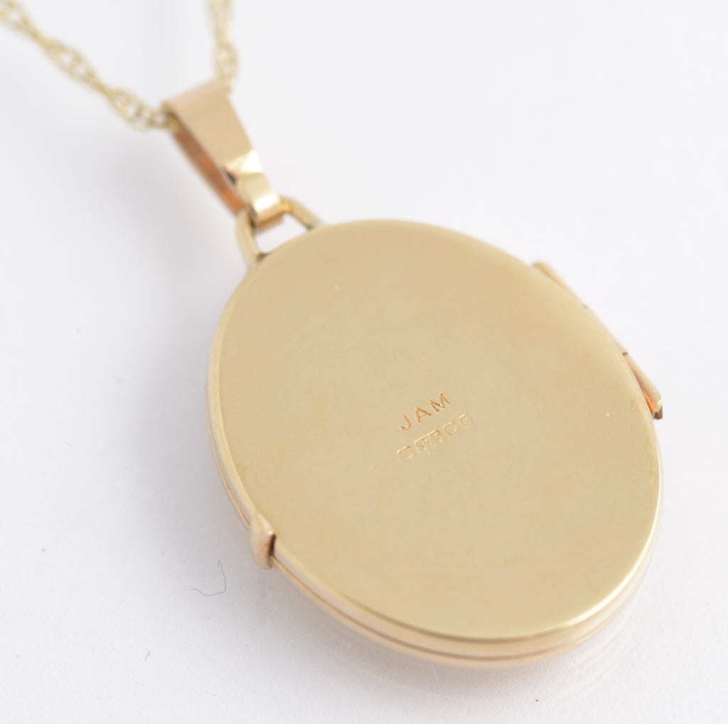 Vintage 9ct Gold Photo Locket Pendant & Chain Necklace Hallmarked 1988 (C2748)