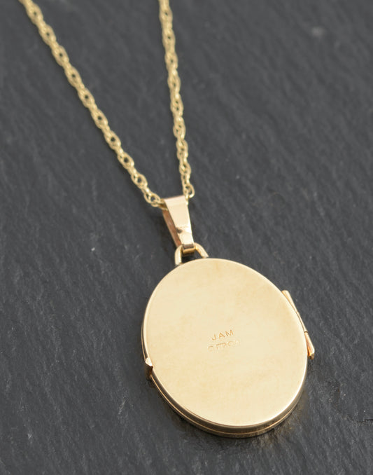 Vintage 9ct Gold Photo Locket Pendant & Chain Necklace Hallmarked 1988 (C2748)