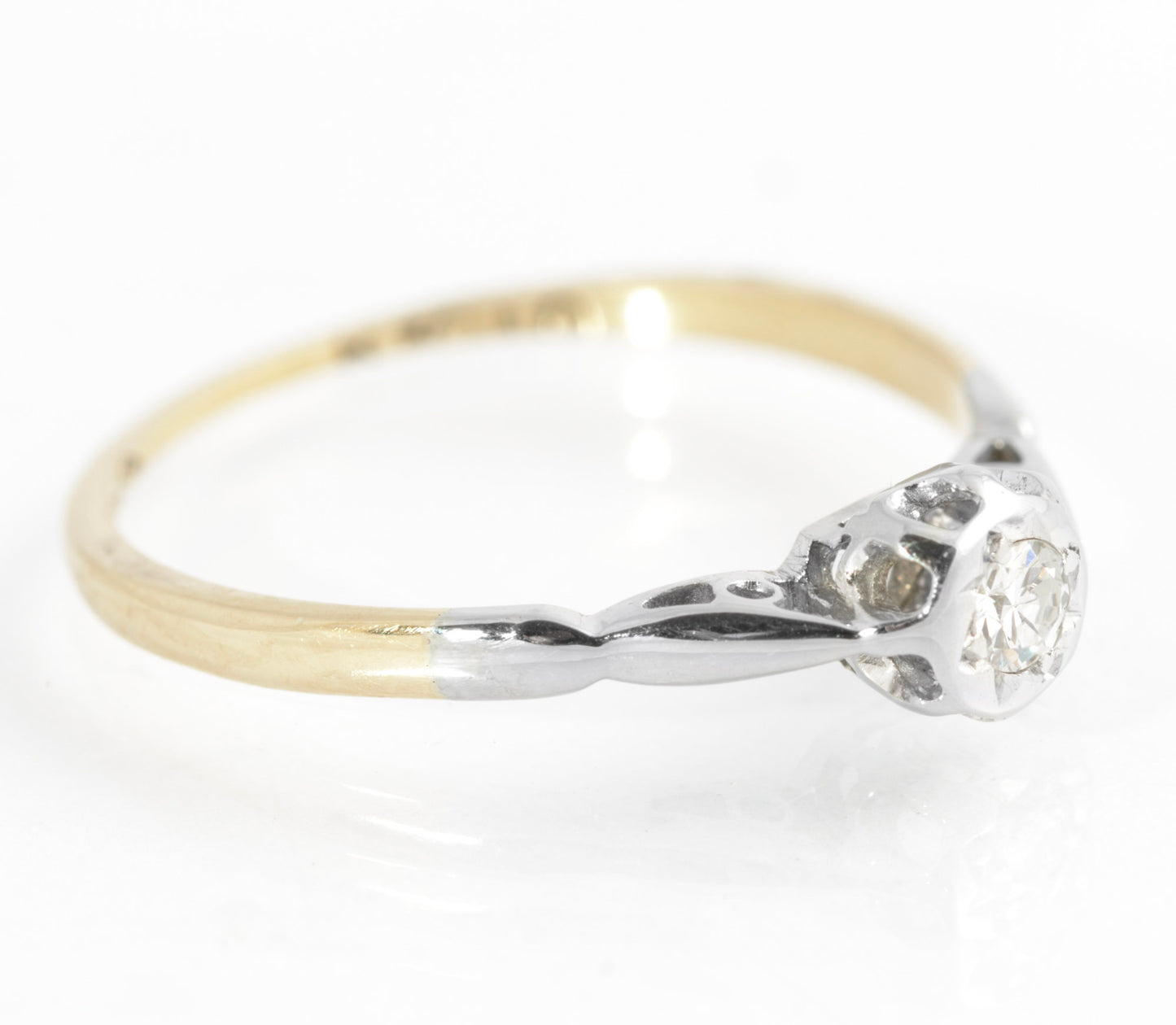 Antique 18ct Gold & Platinum Diamond Solitaire Engagement Ring Size L (C2752)