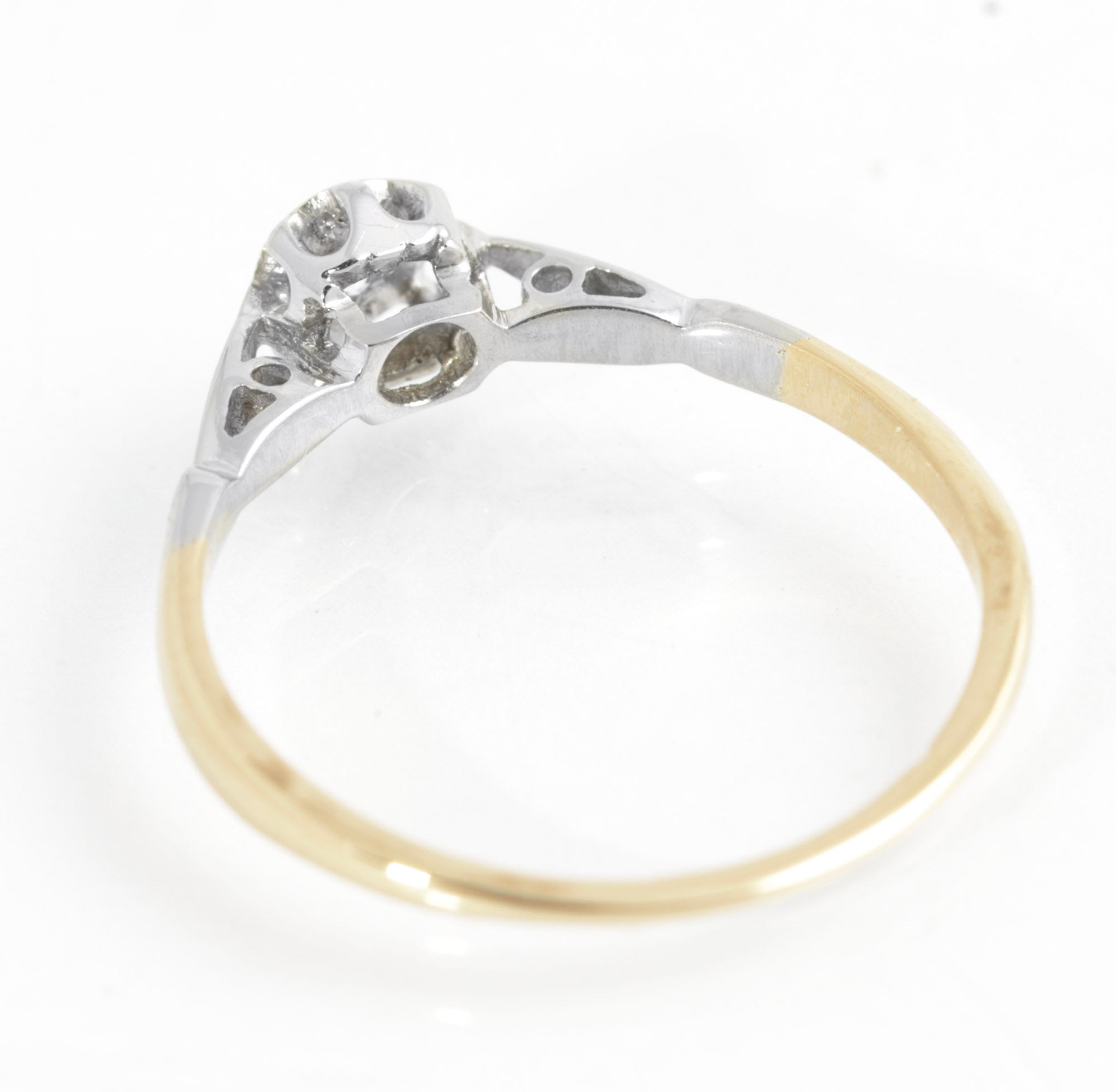 Antique 18ct Gold & Platinum Diamond Solitaire Engagement Ring Size L (C2752)