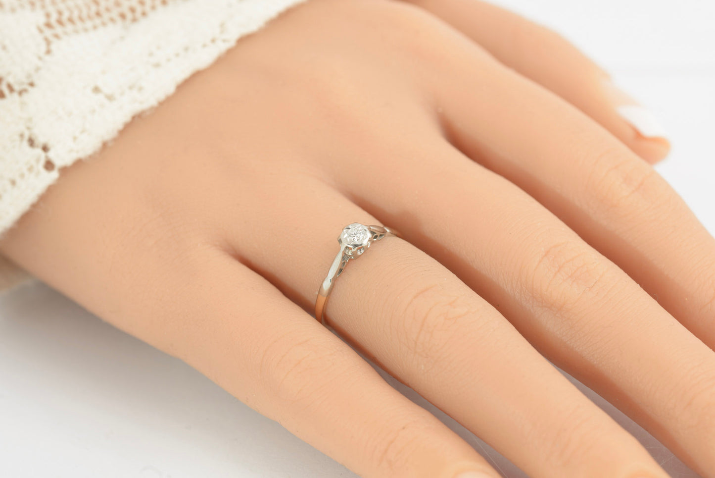 Antique 18ct Gold & Platinum Diamond Solitaire Engagement Ring Size L (C2752)