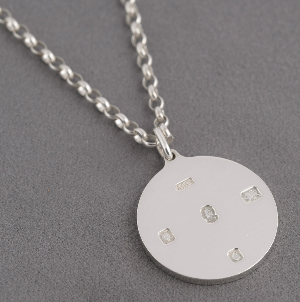Vintage Sterling Silver 1977 Jubilee Ingot Pendant Necklace Double Sided (C2757)