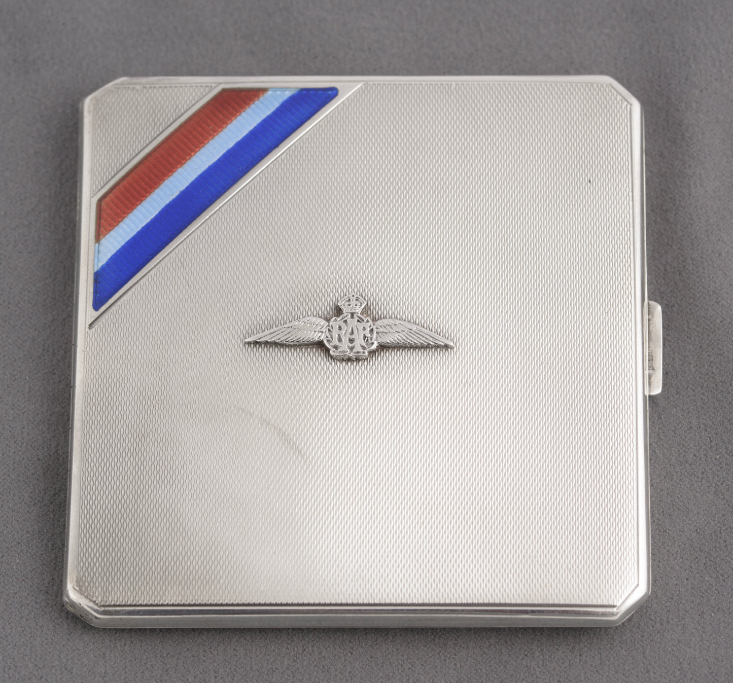 Sterling Silver & Enamel RAF Wings Cigarette Case Hallmarked 1936 (C2758)