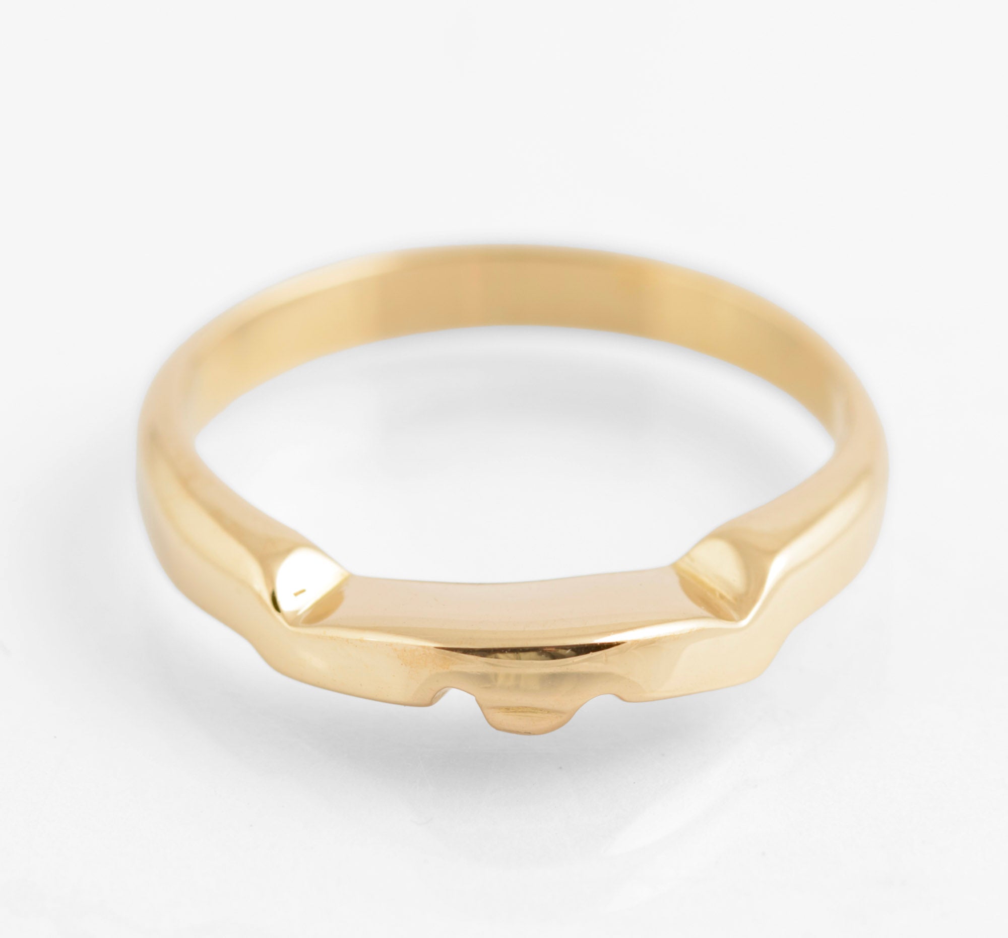 Vintage 14 Carat Solid Yellow Gold Geometric Head Band Ring C.1980's Size M (C2760)