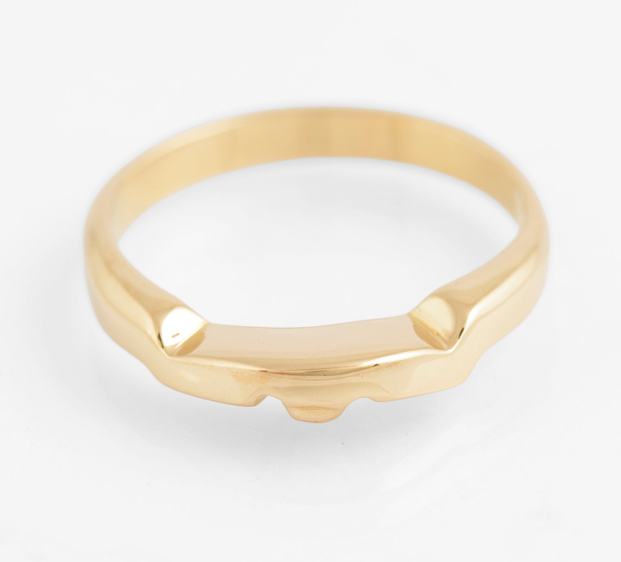 Vintage 14 Carat Solid Yellow Gold Geometric Head Band Ring C.1980's Size M (C2760)