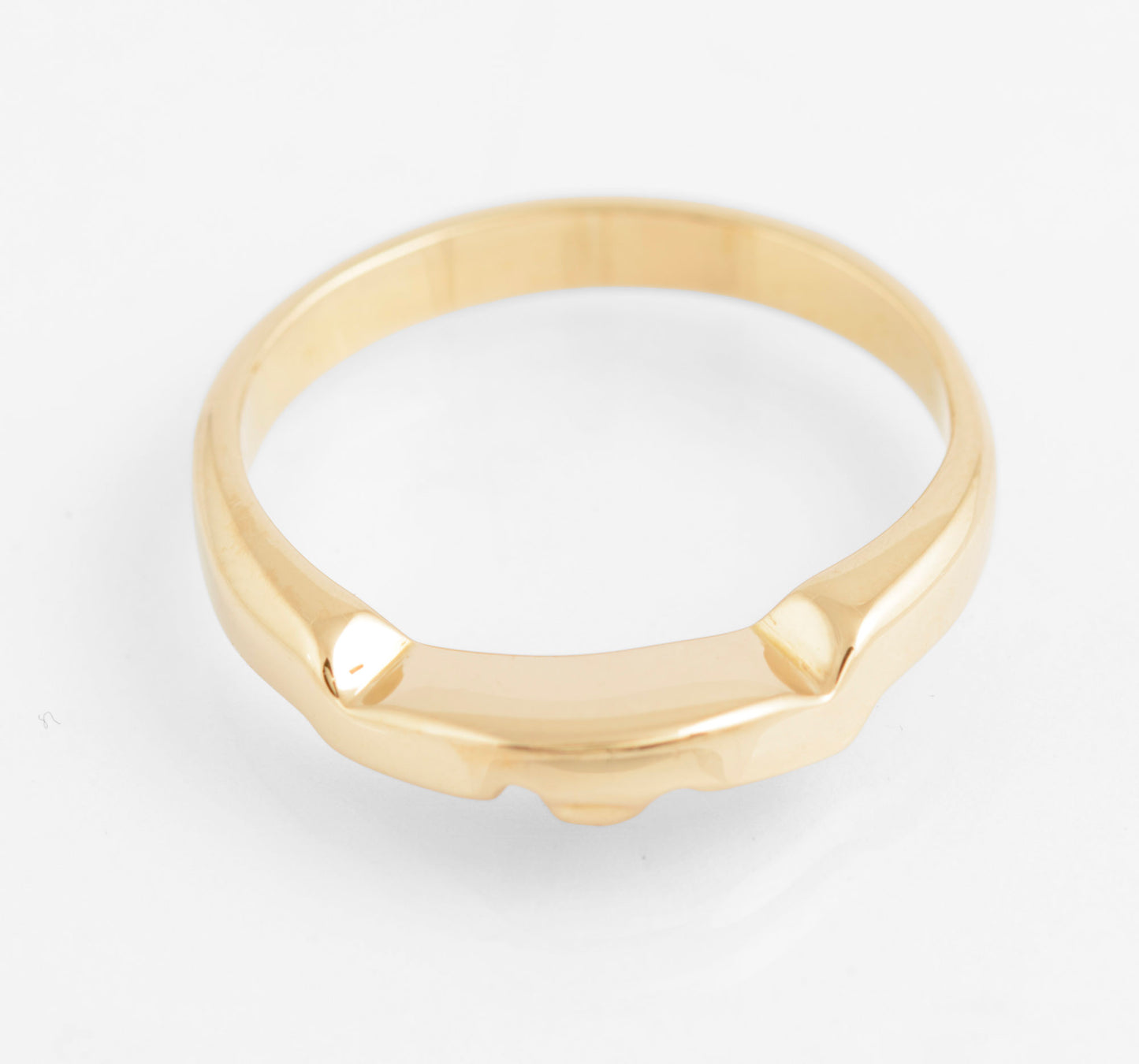 Vintage 14 Carat Solid Yellow Gold Geometric Head Band Ring C.1980's Size M (C2760)