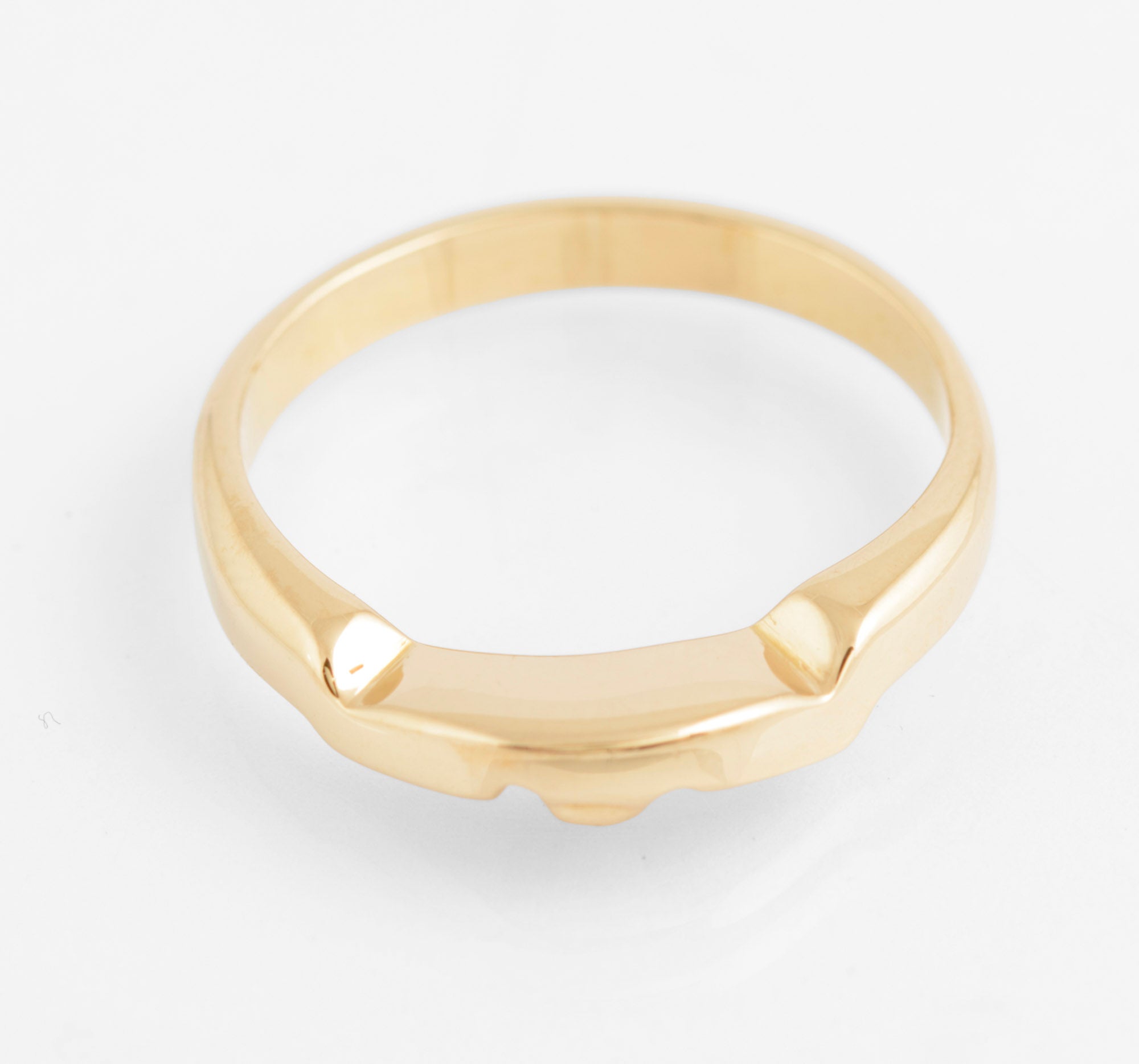 Vintage 14ct Solid Yellow Gold Geometric Head Band Ring C.1980's UK Size M (C2760)