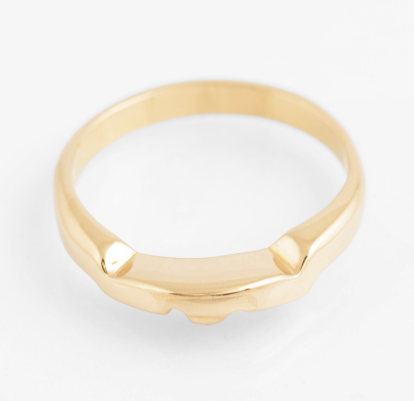 Vintage 14 Carat Solid Yellow Gold Geometric Head Band Ring C.1980's Size M (C2760)