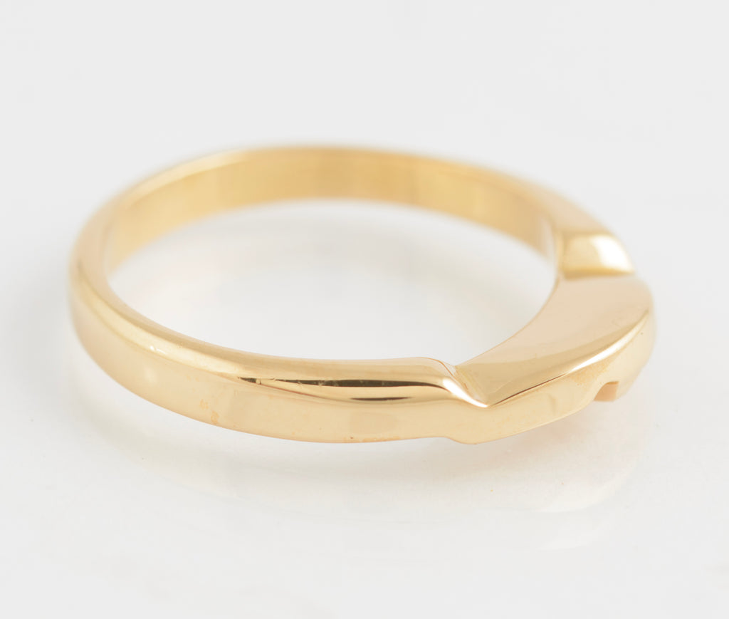 Vintage 14ct Solid Yellow Gold Geometric Head Band Ring C.1980's UK Size M (C2760)