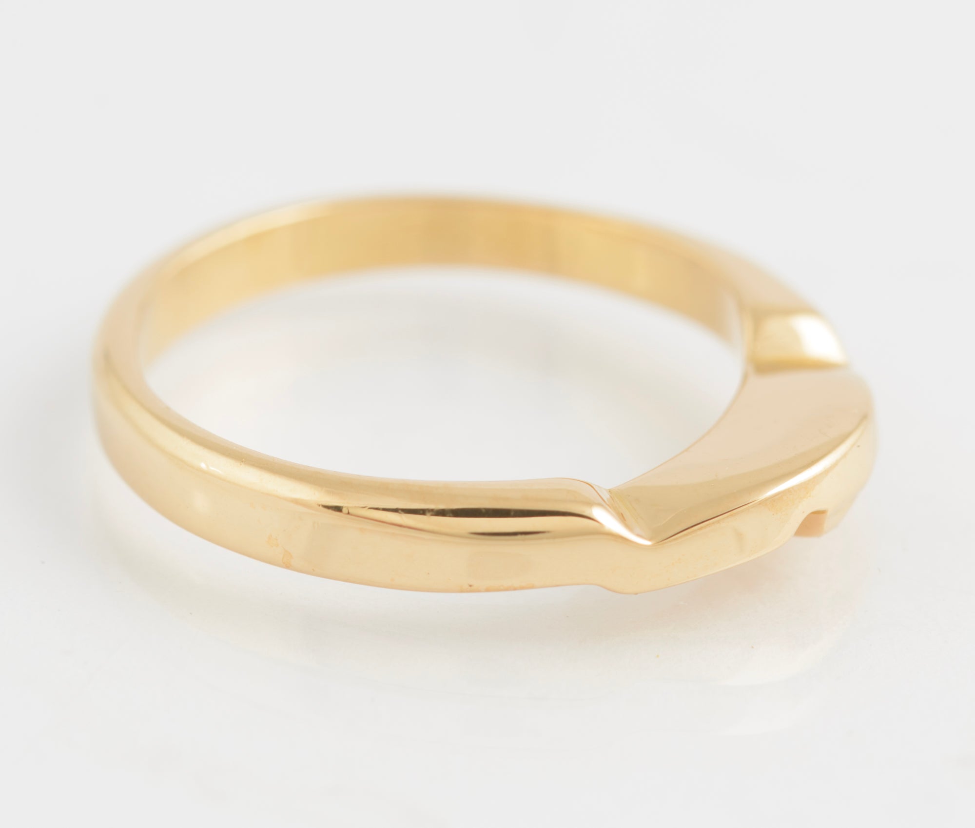 Vintage 14ct Solid Yellow Gold Geometric Head Band Ring C.1980's UK Size M (C2760)