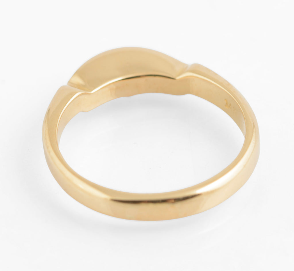 Vintage 14ct Solid Yellow Gold Geometric Head Band Ring C.1980's UK Size M (C2760)