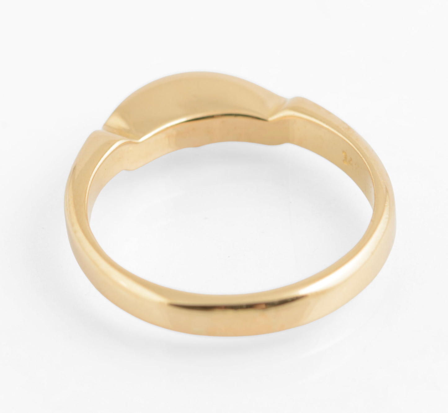 Vintage 14 Carat Solid Yellow Gold Geometric Head Band Ring C.1980's Size M (C2760)