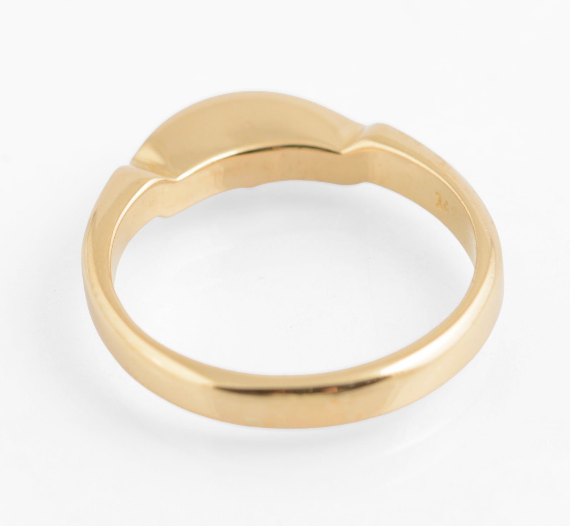 Vintage 14ct Solid Yellow Gold Geometric Head Band Ring C.1980's UK Size M (C2760)