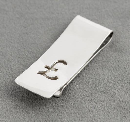 Vintage Sterling Silver Money Clip With £ Symbol Cut Out Hallmarked 1994(C2762)