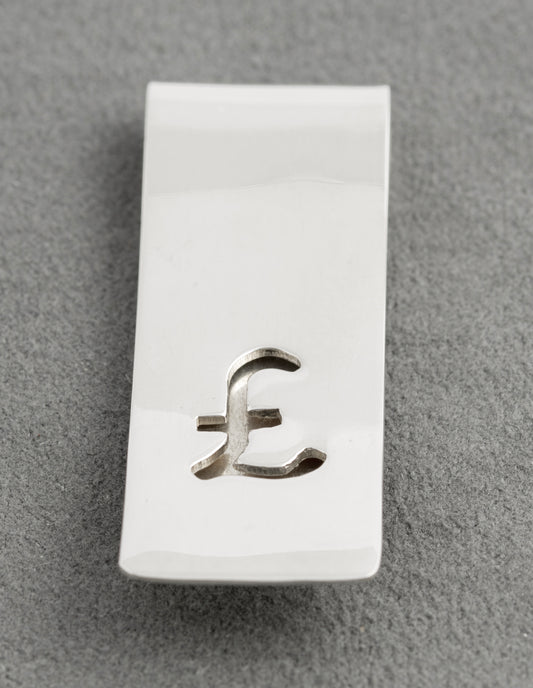 Vintage Sterling Silver Money Clip With £ Symbol Cut Out Hallmarked 1994(C2762)