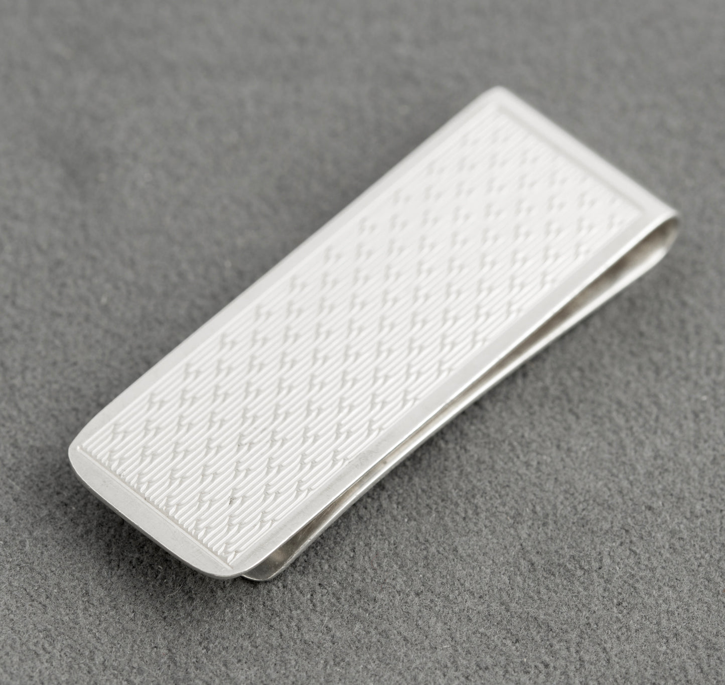 Vintage Sterling Silver Money Clip Engine Turned Hallmarked 1998 M Kamin & Co (C2763)