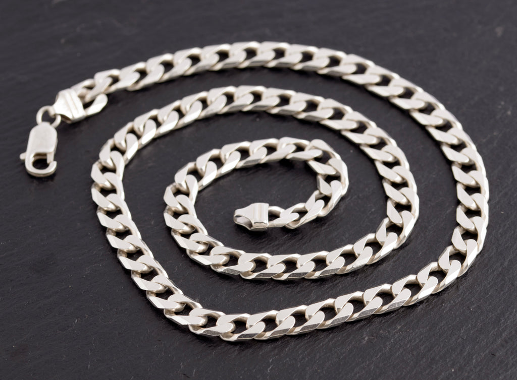Solver Chain Vintage Sterling Silver Cut Curb Link Chain Necklace Hallmarked 1980's ...