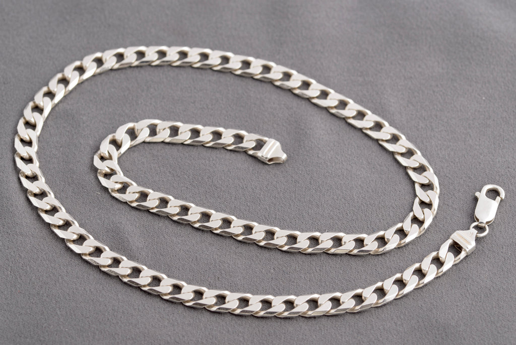 Solver Chain Vintage Sterling Silver Cut Curb Link Chain Necklace Hallmarked 1980's ...