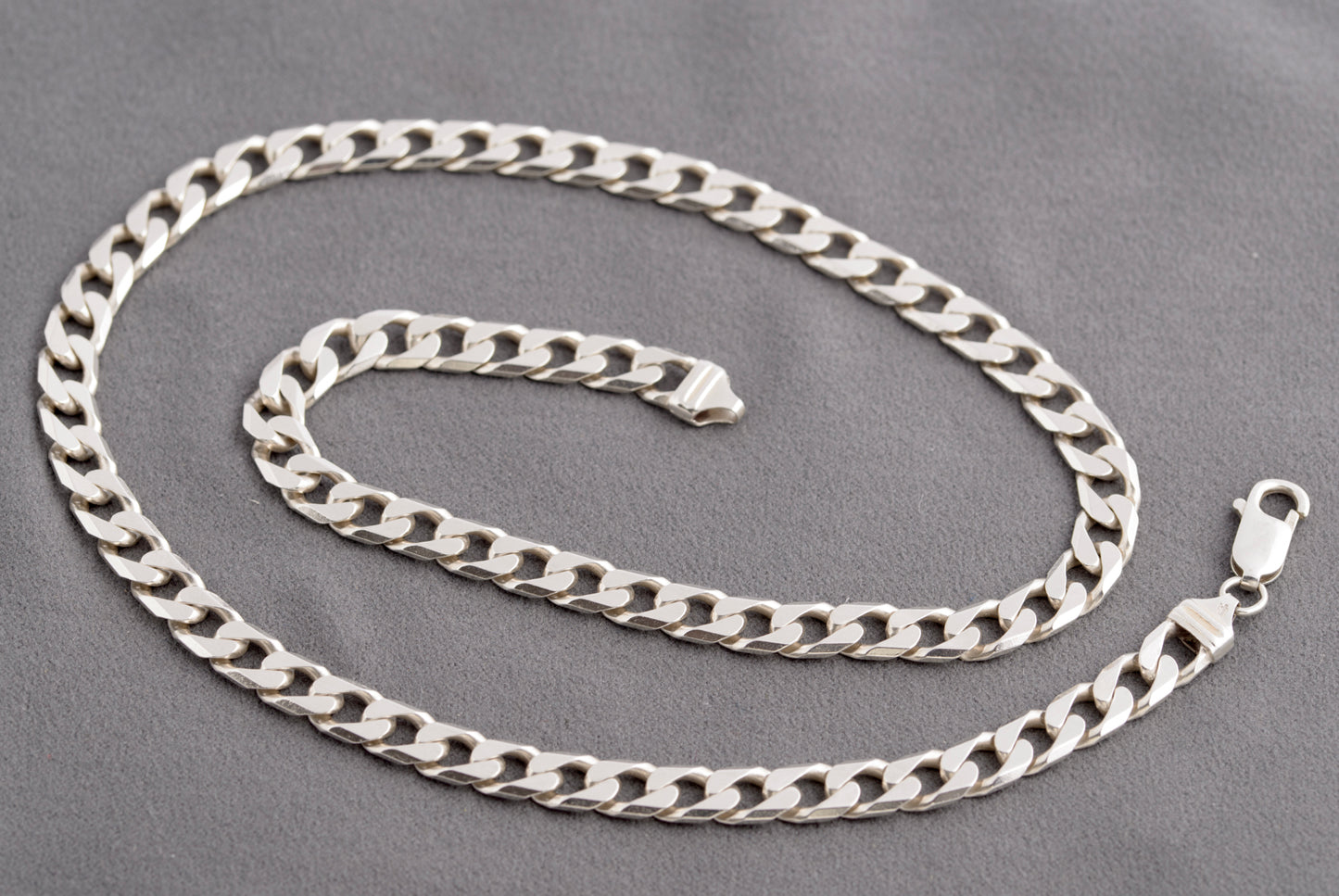 Vintage Sterling Silver Cut Curb Link Chain Necklace Hallmarked 1980's 53cm (C2765)