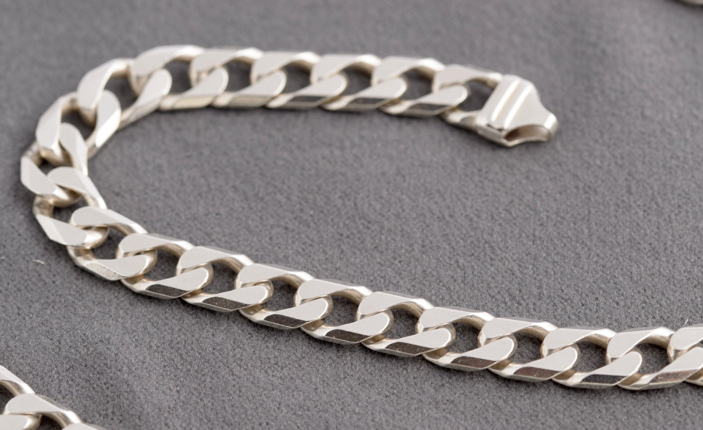 Vintage Sterling Silver Cut Curb Link Chain Necklace Hallmarked 1980's 53cm (C2765)