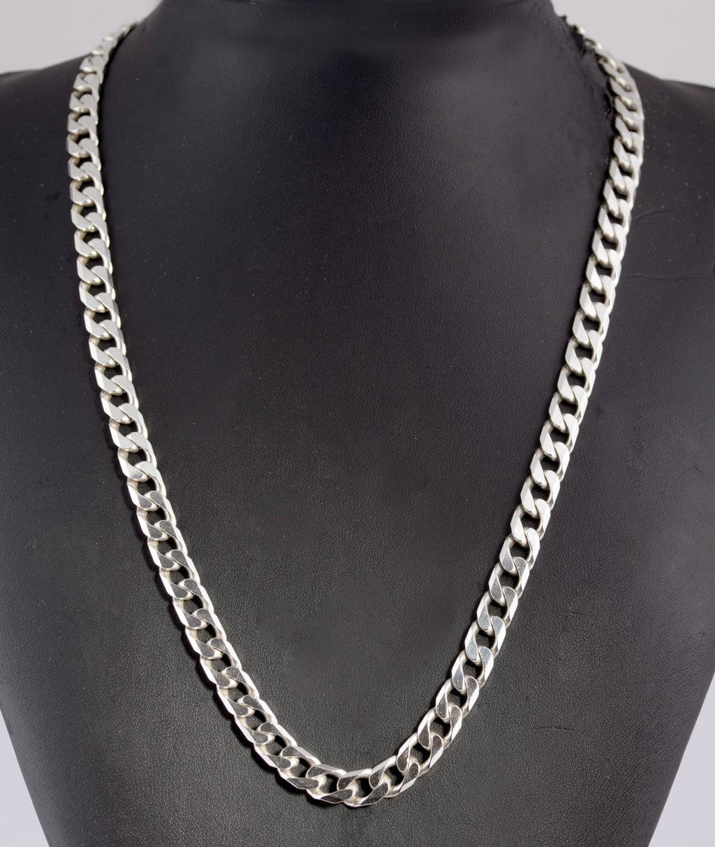 Solver Chain Vintage Sterling Silver Cut Curb Link Chain Necklace Hallmarked 1980's ...