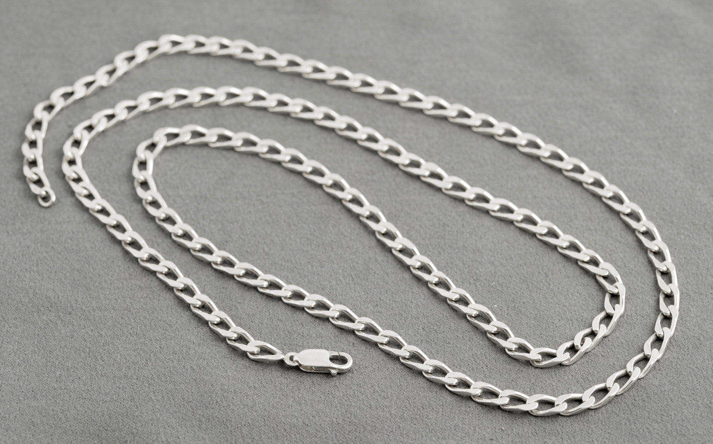 Vintage 925 Sterling Silver Long 82cm Curb Chain Necklace London Import Marks (C2768)