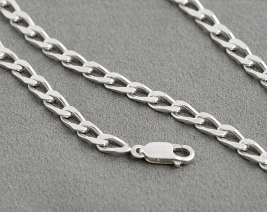 Vintage 925 Sterling Silver Long 82cm Curb Chain Necklace London Import Marks (C2768)