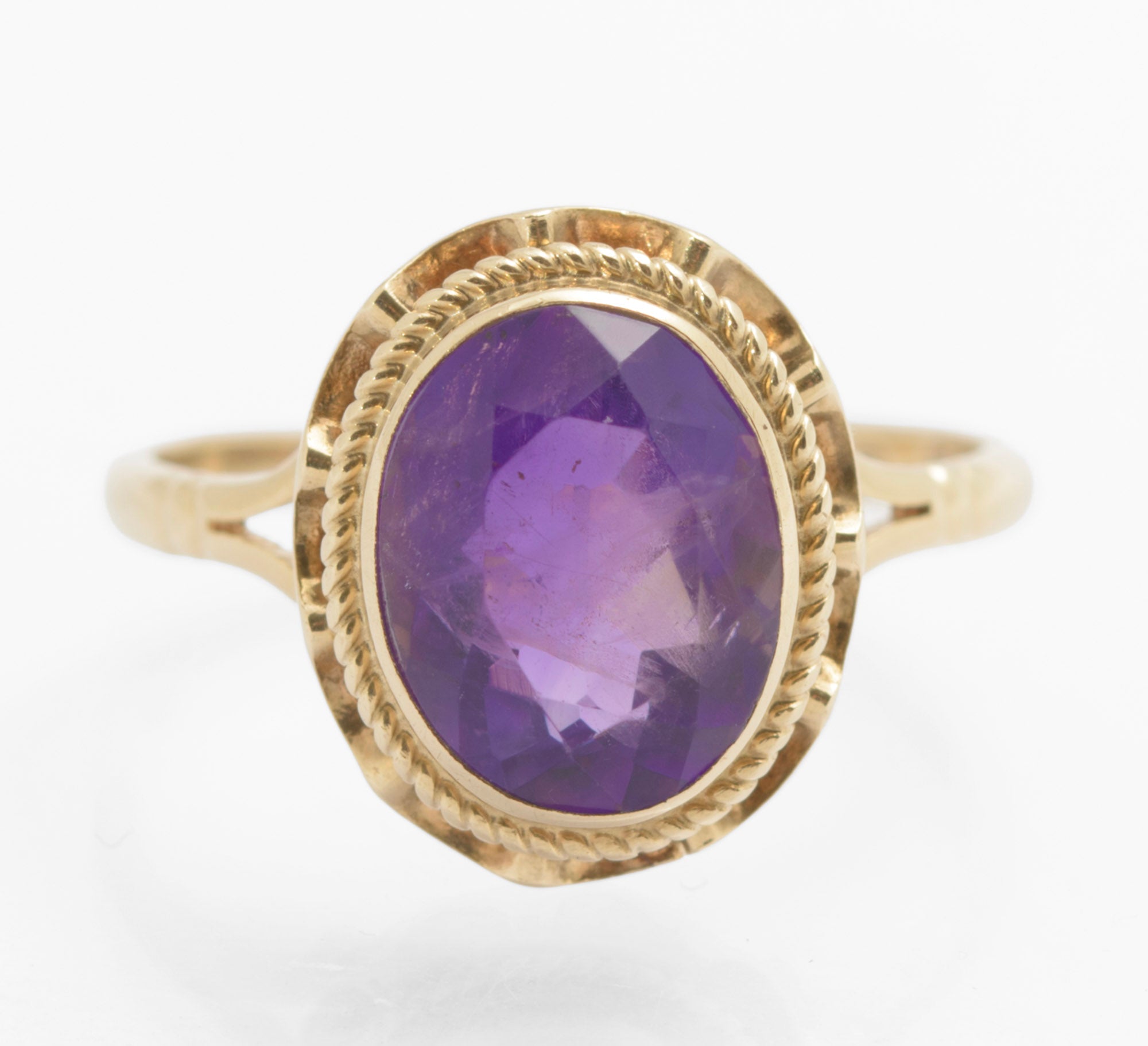 Vintage 9ct Gold & Natural Amethyst 2.1 Carat Gemstone Hallmarked 1970 (C2780)