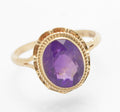 Vintage 9ct Gold & Natural Amethyst 2.1 Carat Gemstone Hallmarked 1970 UK Size L  (C2780)