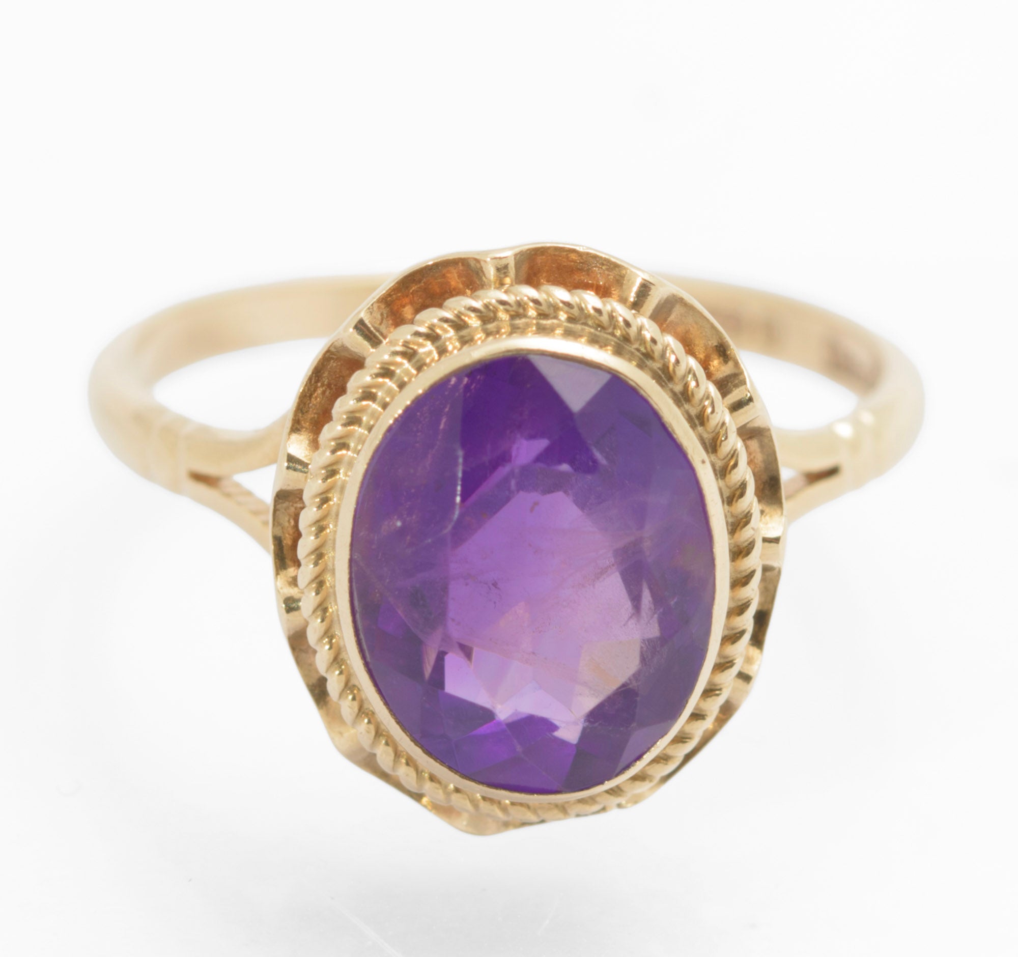 Vintage 9ct Gold & Natural Amethyst 2.1 Carat Gemstone Hallmarked 1970 (C2780)